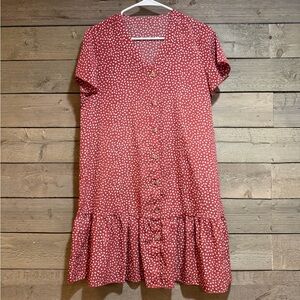 Red Polka Dot Button-Down Dress